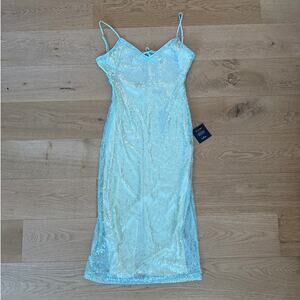 Lulu's Midi Dress Sleeveless Tie Back Sequins Cahya Size M Mint Green